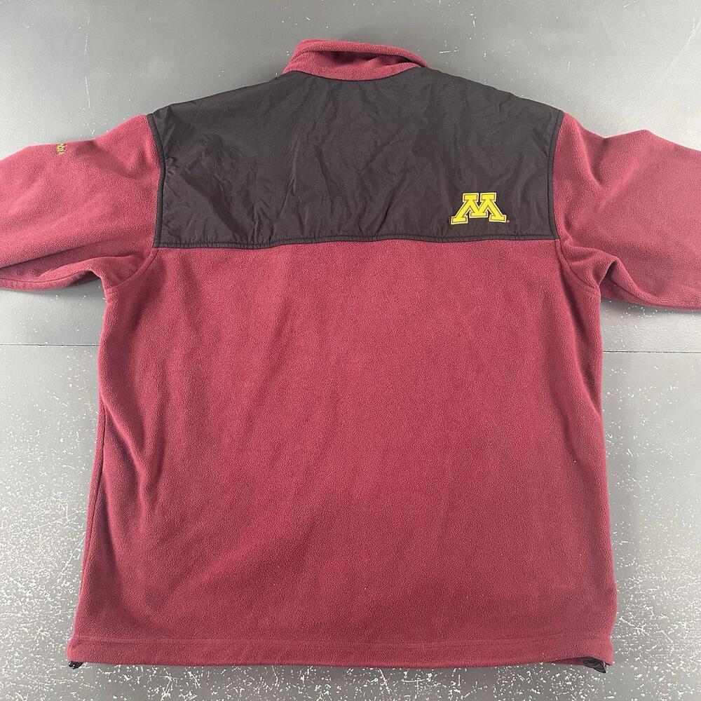 Minnesota Gophers x Columbia Jacket Mens Large Maroon Black Zip Thru Fleece - Picture 8 of 9